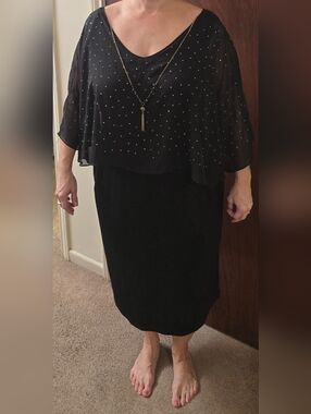 Black Chiffon Overlay Dress w/ Subtle Sparkle • Flowy & Flattering • Dressy